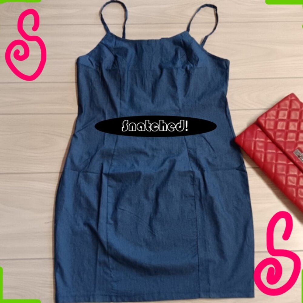 Plus Size Women Elegant Basic Denim Sleeveless Bodycon Slip Dress